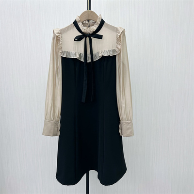 文●2025秋季新品 赫本风小黑裙女气质淑女小众别致拼接连衣裙103