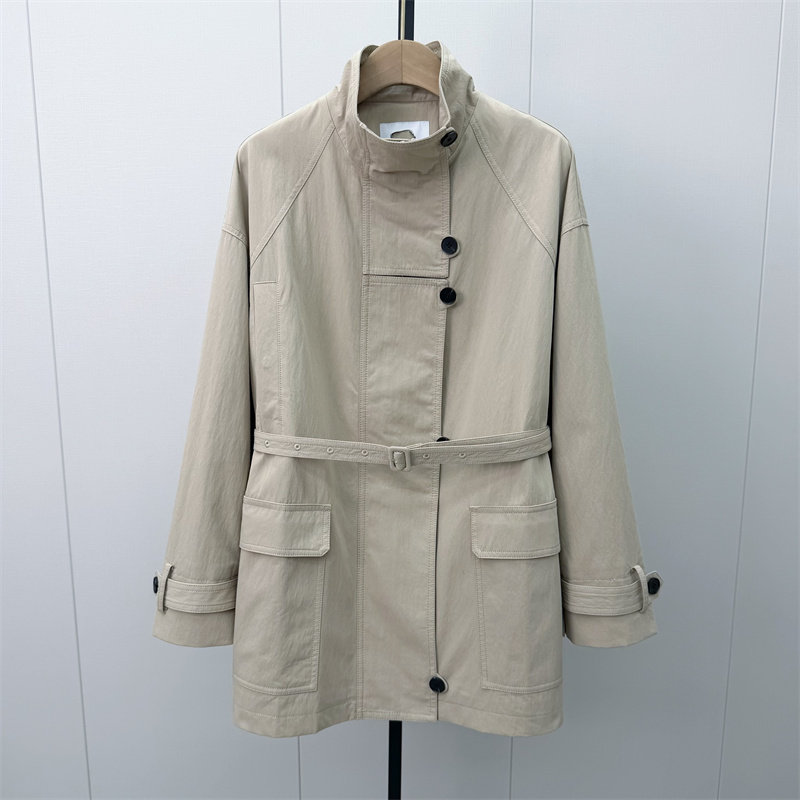 乂●2026秋季新品 风衣女中长款宽松通勤简约百搭休闲外套0285