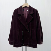 新品 2026春季 复古美拉德麂皮外套女宽松休闲百搭风衣夹克126