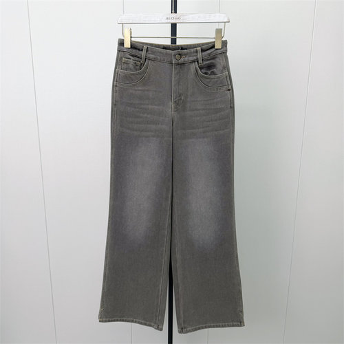 S●2026冬季新品 磨毛牛仔裤女高腰显瘦宽松休闲百搭阔腿长裤355