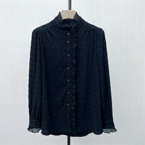 司●2025冬季新品 蕾丝长袖衬衫女法式复古气质淑女打底上衣1520