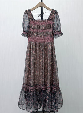 芭●2026夏季新品 法式碎花连衣裙女气质显瘦小清新茶歇裙3013