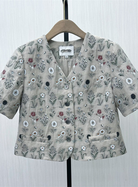 fei●2025秋季新品 时尚短袖西装外套女宽松休闲通勤西服上衣7271