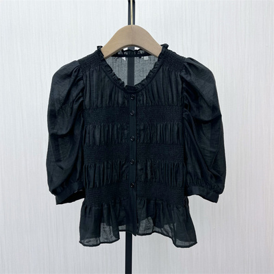 艾●2025夏季新品 法式泡泡袖衬衫女气质小清新显瘦短袖上衣311