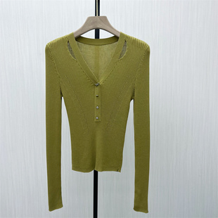 针织衫 新品 女弹力修身 显瘦气质长袖 上衣690 恩 打底衫 2025秋季