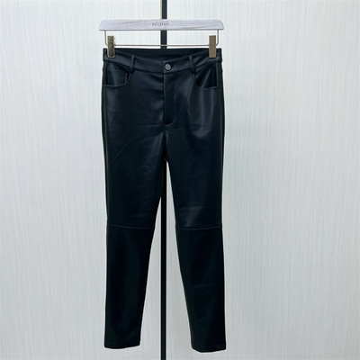 KA●2025冬季新品 皮裤女高腰显瘦修身显瘦紧身直筒磨毛长裤2281
