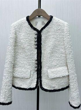 司●2025冬季新品 小香风呢子外套女气质通勤短款粗花呢夹克0620