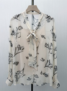 秋S●2026春季新品 法式长袖衬衫女小众气质宽松别致雪纺上衣4602