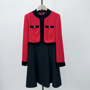 假两件连衣裙女 新品 气质淑女显瘦小黑裙0420 2025冬季 司