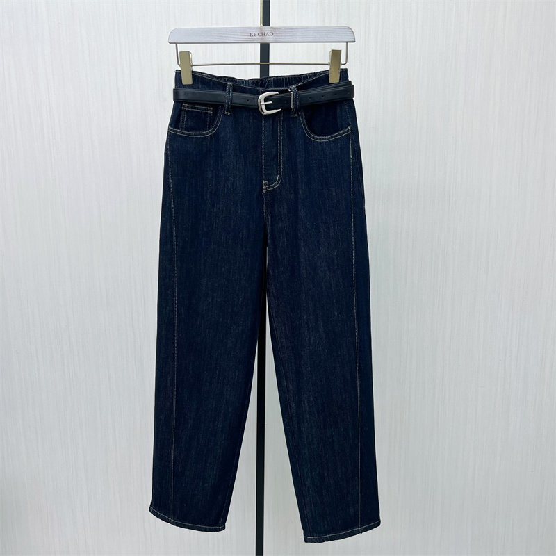 良月●2025冬季新品 哈伦磨毛牛仔裤女高腰显瘦宽松休闲长裤0591