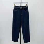 女高腰显瘦宽松休闲长裤 良月 哈伦磨毛牛仔裤 新品 0591 2025冬季