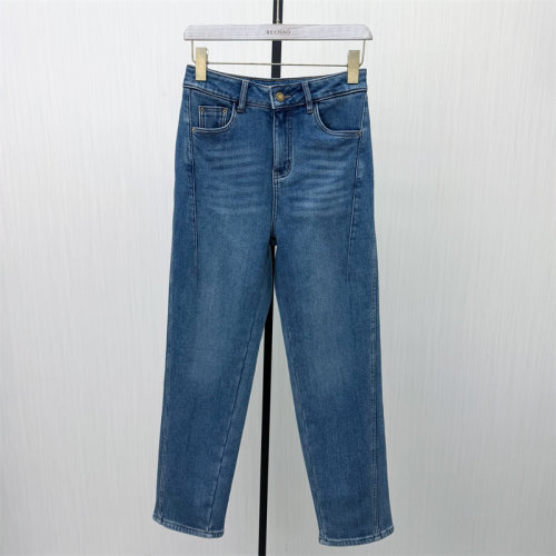 彩●2025冬季新品 加绒牛仔长裤女高腰显瘦休闲百搭直筒长裤224