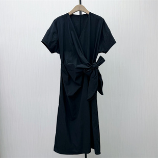 法式 新品 v领连衣裙女气质显瘦简约通勤百搭a字裙132 2026夏季