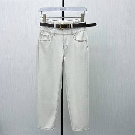 良月●2025冬季新品 加绒哈伦牛仔裤女高腰显瘦宽松休闲长裤0411