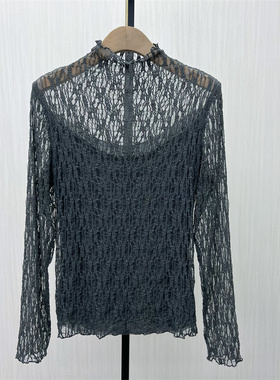 图●2025冬季新品 蕾丝打底衫女气质修身显瘦内搭长袖T恤上衣1230