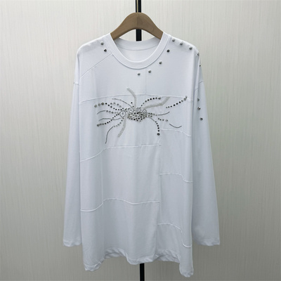 S●2026夏季新品 长袖印花t恤衫女中长款宽松休闲慵懒风上衣725