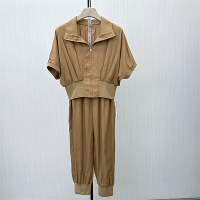 乂●2025夏季新品 休闲运动套装女短袖T恤上衣束脚长裤两件套2721