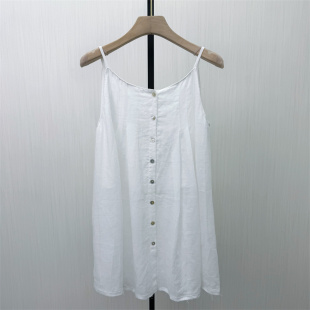 2026夏季 上衣女外穿吊带衬衫 新品 苎麻无袖 937 气质宽松中长款