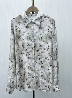 S●2025秋季新品 法式碎花长袖衬衫女小众气质别致打底上衣331