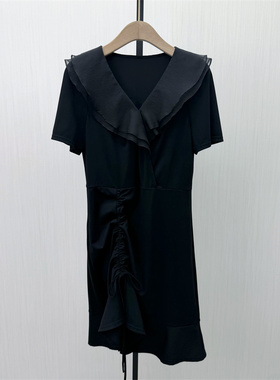 良月●2026夏季新品 娃娃领连衣裙女法式复古设计感a字裙子2204