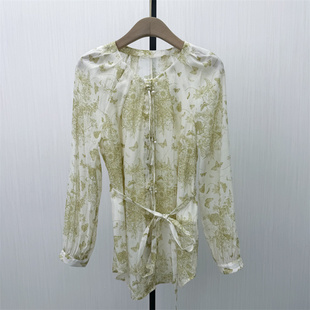 2026春季 衬衫 新品 碎花长袖 女小众气质别致打底上衣174 法式 彩