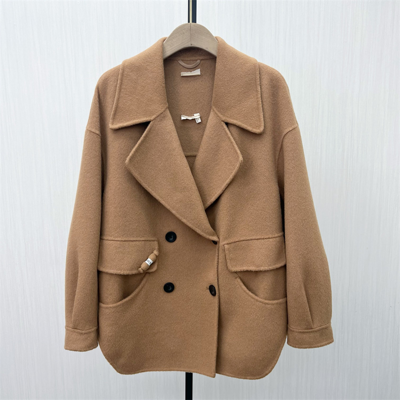 C●2025冬季新品 双面呢大衣女中长款气质宽松绵羊毛呢外套8327