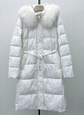 良月●2025冬季新 长款狐狸毛领羽绒服女时尚宽松保暖厚外套2167