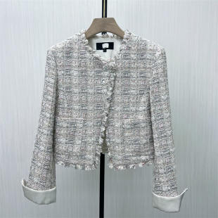 图 新品 小香风毛呢外套女气质通勤短款 粗花呢大衣3618 2025冬季