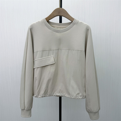 C●2026春季新品 圆领套头卫衣女休闲宽松百搭慵懒风长袖上衣1179