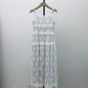 碎花吊带连衣裙女气质度假风无袖 法式 新 网纱长裙908 2026春季