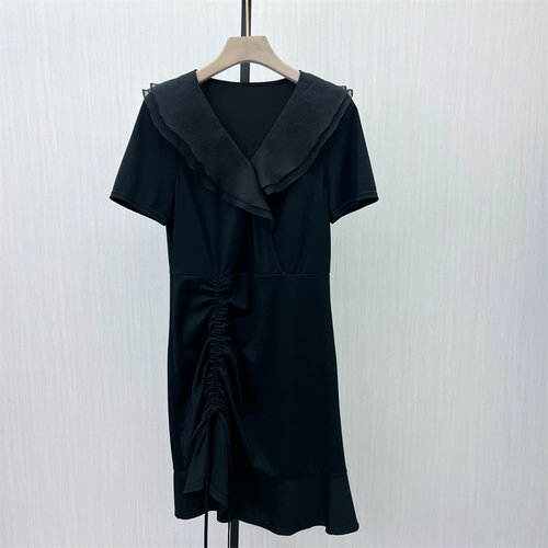 良月●2025夏季新品 娃娃领连衣裙女法式复古设计感a字裙子2204