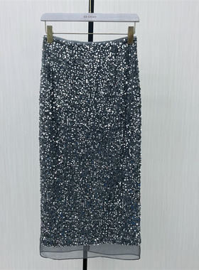 KA●2025冬季新品 亮片半身裙女高腰显瘦气质通勤直筒长裙2552