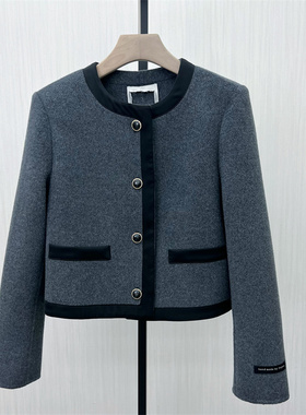 fei●2025冬季新品 双面呢大衣女气质短款宽松绵羊毛呢子外套8093