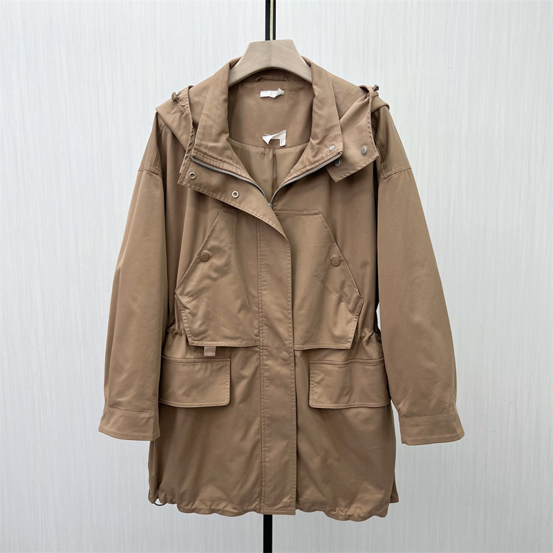 C●2025秋季新品 连帽风衣外套女宽松休闲通勤百搭工装夹克3257