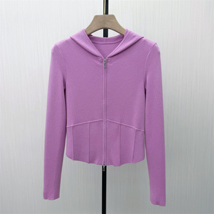 拉链针织衫 新品 女弹力修身 显瘦毛衫 上衣8150 迪 开衫 2026春季