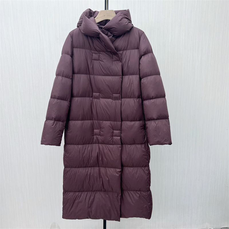 fei●2025冬季新品 羽绒服女时尚长款宽松加厚保暖白鸭绒外套8022