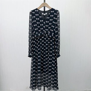 雪纺v领连衣裙女法式 新品 温柔小清新茶歇裙子4607 2026春季 秋S