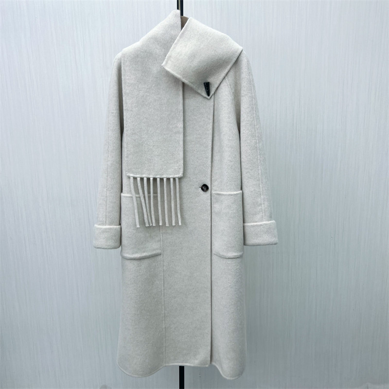 良月●2025冬季新 双面呢大衣女气质长款宽松绵羊毛呢子外套6062