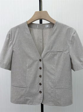 恩●2026夏季新品 时尚短袖西装外套女宽松休闲通勤西服上衣537
