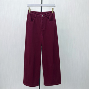 女高腰显瘦宽松休闲直筒长裤 fei 磨毛牛仔裤 新品 8262 2025冬季