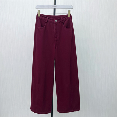 fei●2025冬季新品 磨毛牛仔裤女高腰显瘦宽松休闲直筒长裤8262