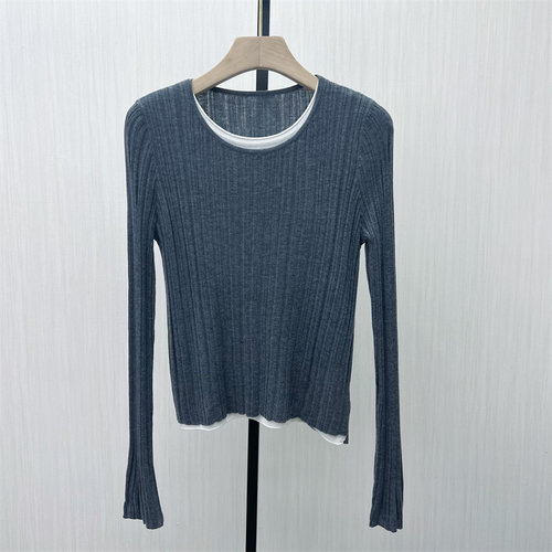 fei●2025冬季新品 假两件针织衫女简约通勤显瘦打底毛衫上衣8330