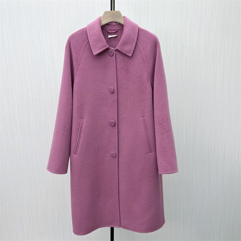 C●2025冬季新品 双面呢大衣女气质长款宽松绵羊毛呢子外套8183