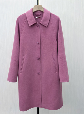 C●2025冬季新品 双面呢大衣女气质长款宽松绵羊毛呢子外套8183