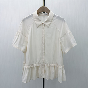fei●2026夏季新品 法式短袖衬衫女气质小清新薄款娃娃衫上衣6234