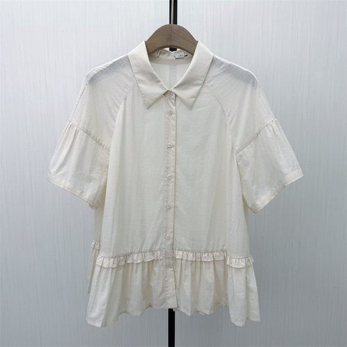 fei●2026夏季新品 法式短袖衬衫女气质小清新薄款娃娃衫上衣6234
