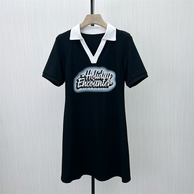 KA●2025夏季新品 polo领连衣裙女设计感小众休闲显瘦T恤裙0321