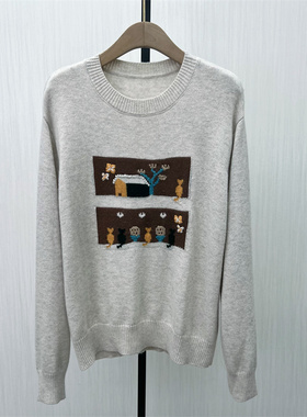 C●2025冬季新品 提花针织衫女宽松圆领套头长袖打底毛衣2537