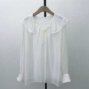 2026夏季 衬衫 新品 娃娃领长袖 女小众气质别致宽松上衣539 法式