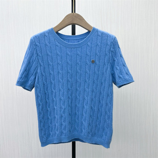 短袖 新品 绵羊毛衫 女气质修身 上衣7324 fei 显瘦针织衫 2025秋季